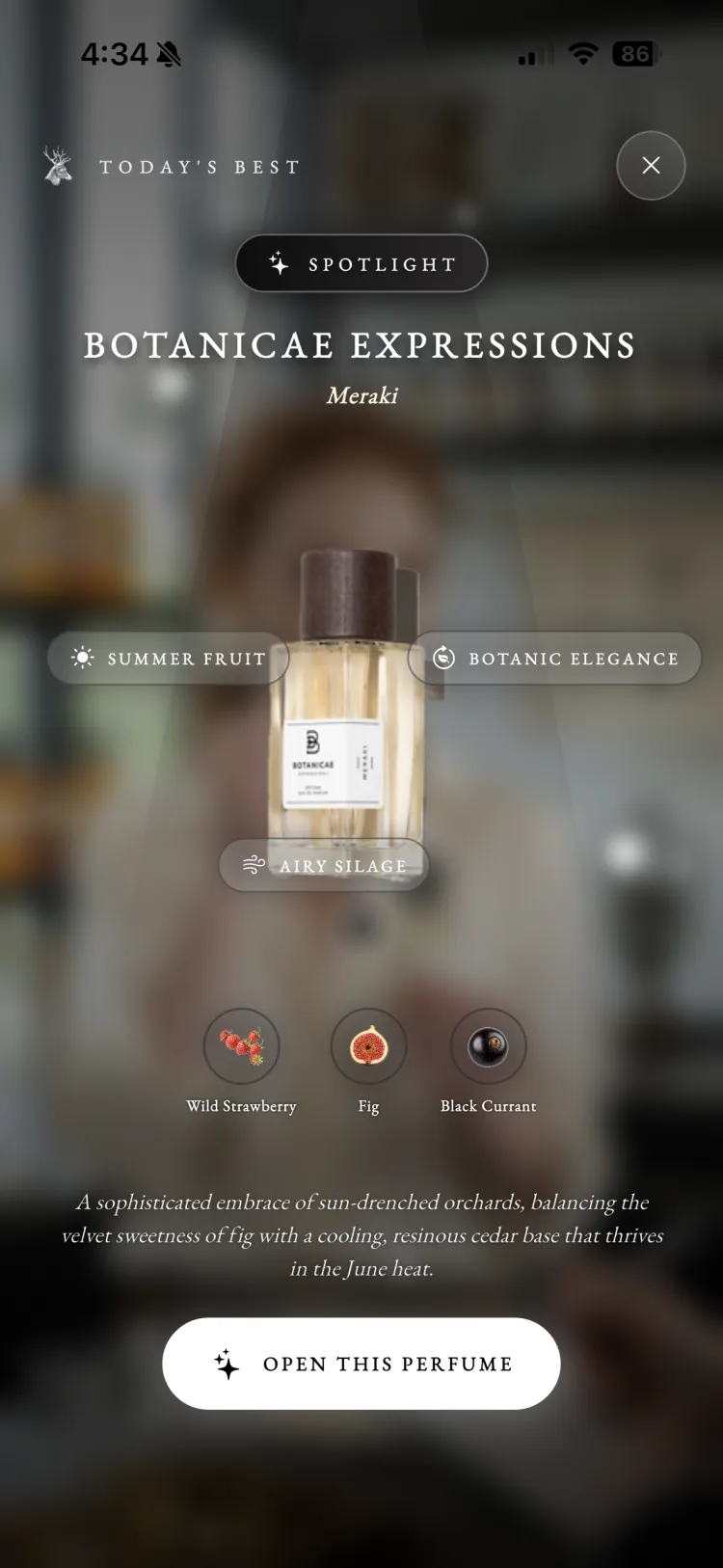 Fragnatique daily spotlight surfacing Botanicae Expressions Meraki as the best pick of the day with its key notes