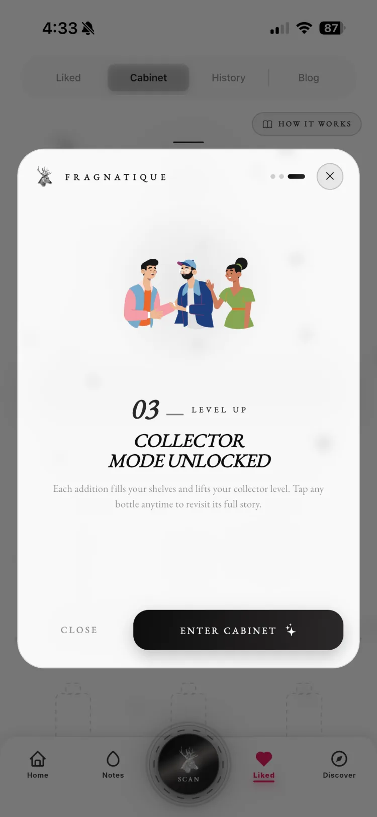 Fragnatique Cabinet collector mode unlocked, inviting you to fill your shelves and raise your collector level
