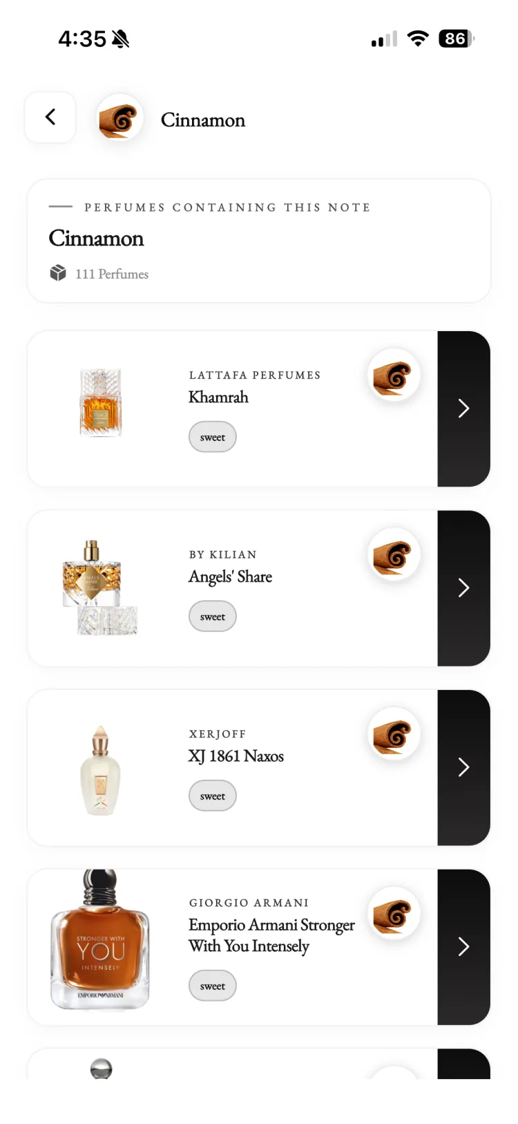 Fragnatique list of 111 perfumes containing cinnamon, from Lattafa Khamrah to By Kilian Angels' Share and Xerjoff Naxos