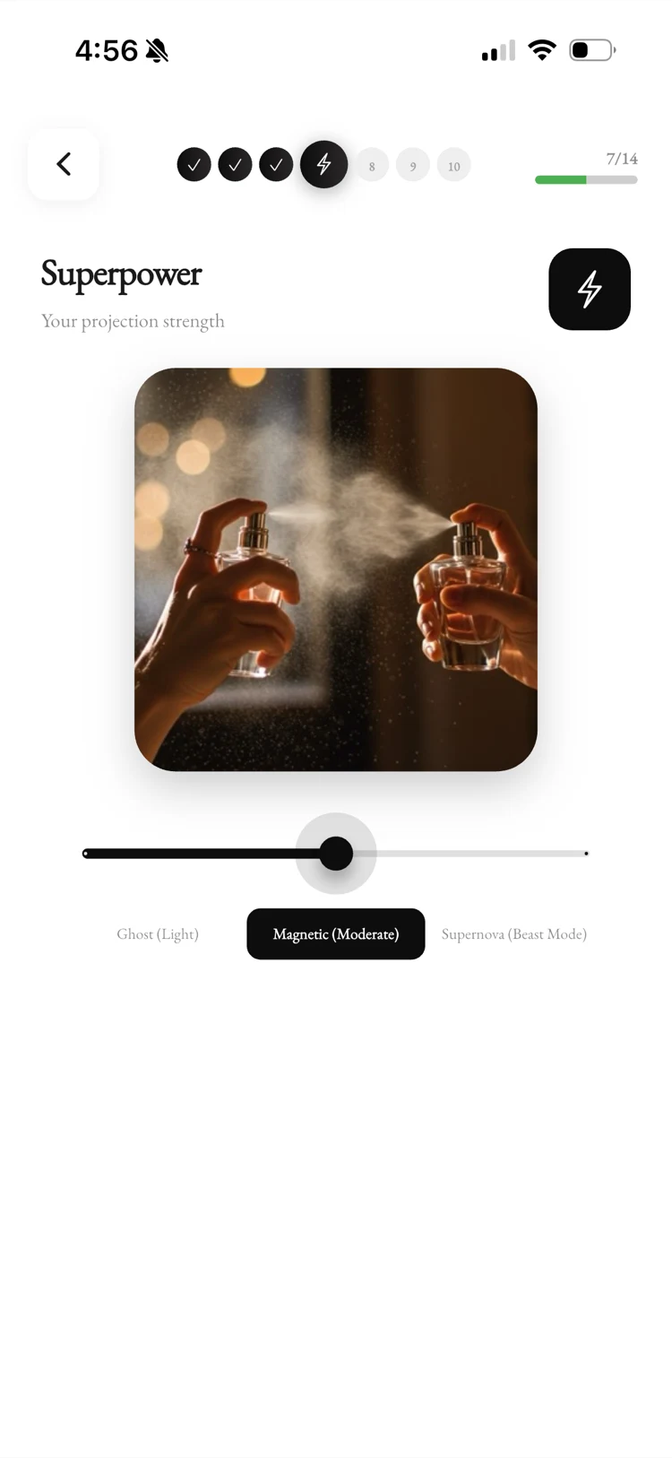 Scent Lab · Superpower projection slider